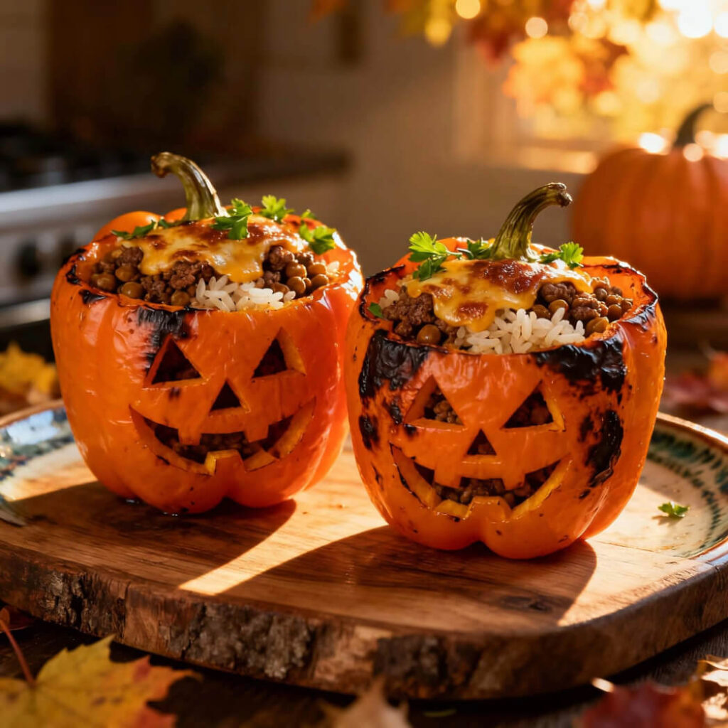 Jack-o’-Lantern Stuffed Peppers