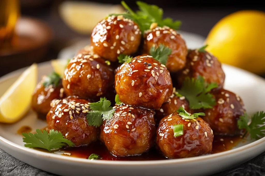 Best Honey Lemon Chicken Meatballs Recipe Easy Honey Lemon Chicken Meatballs Healthy Honey Lemon Meatball Recipe Gluten-fr...