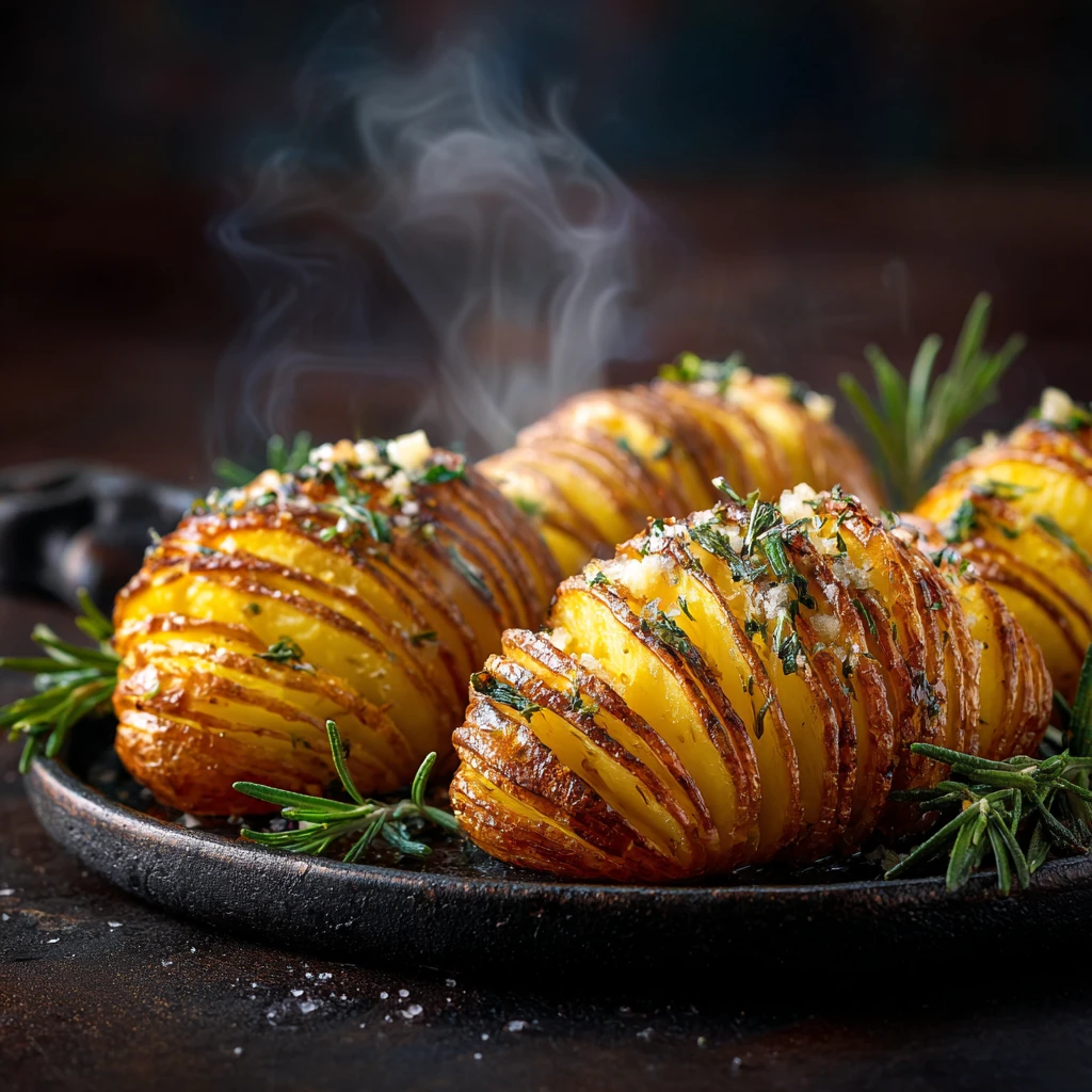 Ultimate Crispy Hasselback Potatoes with Garlic & Rosemary Butter