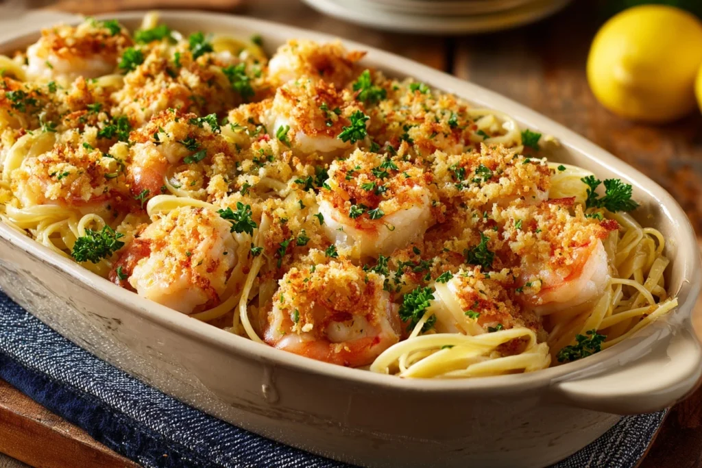 Baked Shrimp Scampi Pasta Lemon Garlic Butter