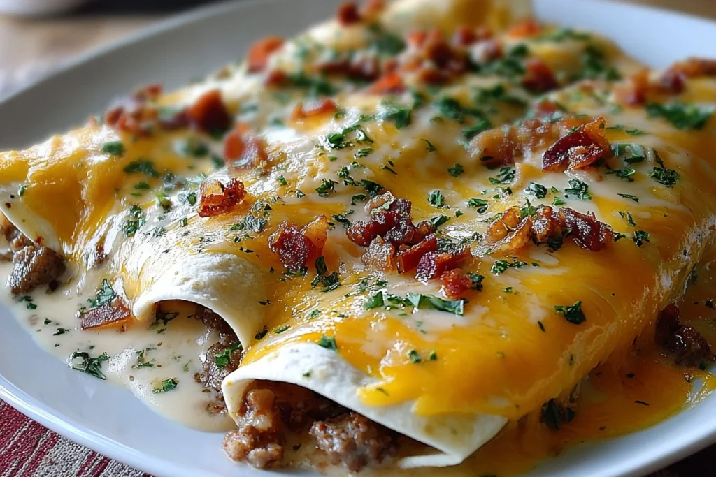 Easy Beef Sausage Gravy Enchiladas Recipe Quick Southern Breakfast Enchiladas 20 Minute Beef Sausage Enchiladas Homemade S...