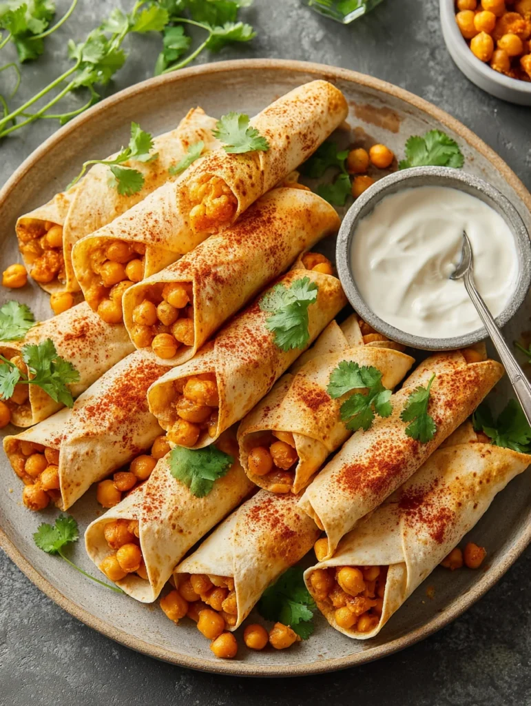 Easy Buffalo Chickpea Taquitos Recipe Quick Vegan Taquitos In 30 Minutes Spicy Chickpea Buffalo Taquitos Healthy 30-minute...