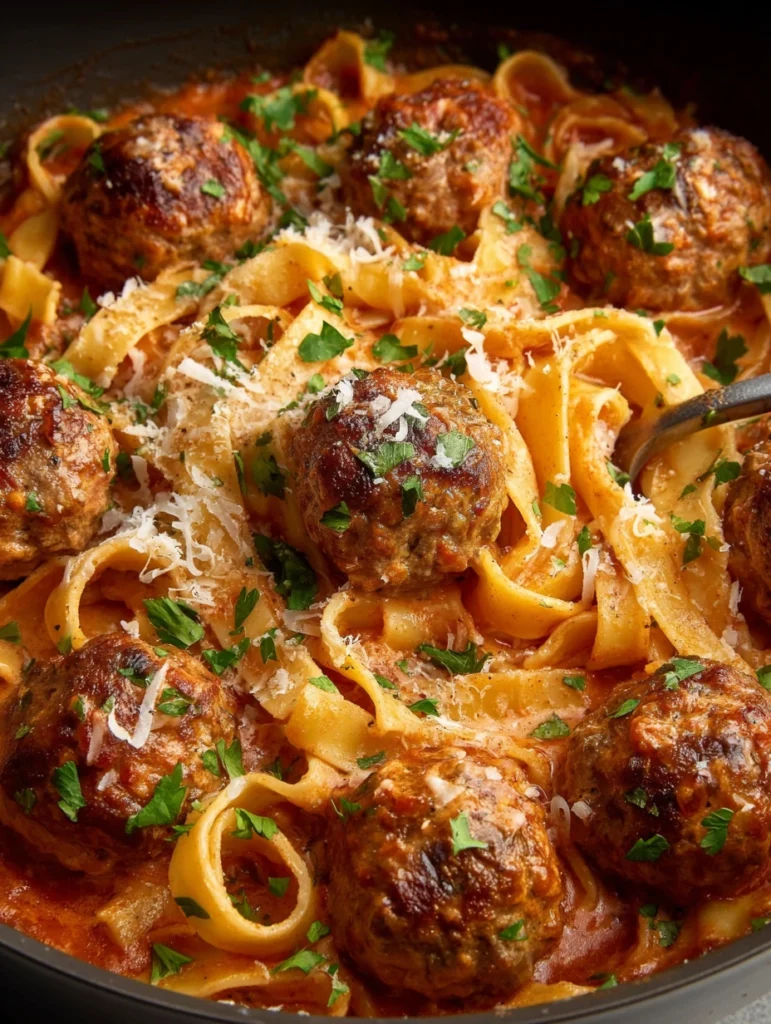 Easy Cajun Meatball Pasta Recipe 10-minute One-pot Pasta Dishes Quick Creamy Cajun Pasta Dinner Low-effort Meatball Pasta ...