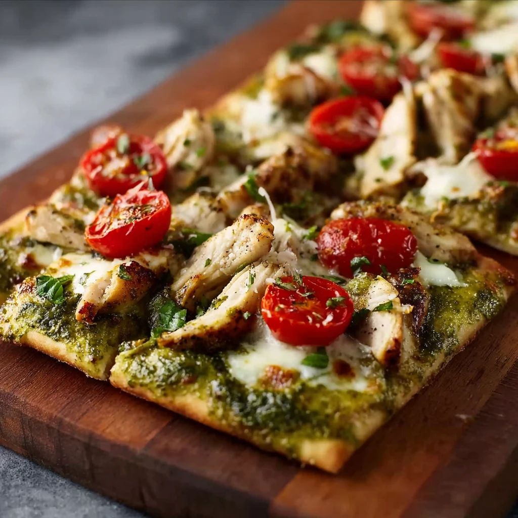Easy Chicken Pesto Flatbread Recipe Homemade Chicken Pesto Flatbread Steps Quick Chicken Pesto Flatbread Guide Best Chicke...