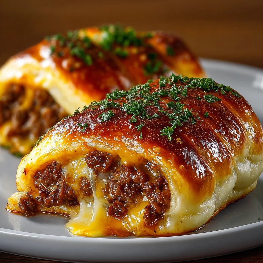 Easy Garlic Butter Beef Rollups Recipe Quick Cheeseburger Rollup Dinner Ideas 20-min Beef Cheeseburger Rollup Cooking Inst...
