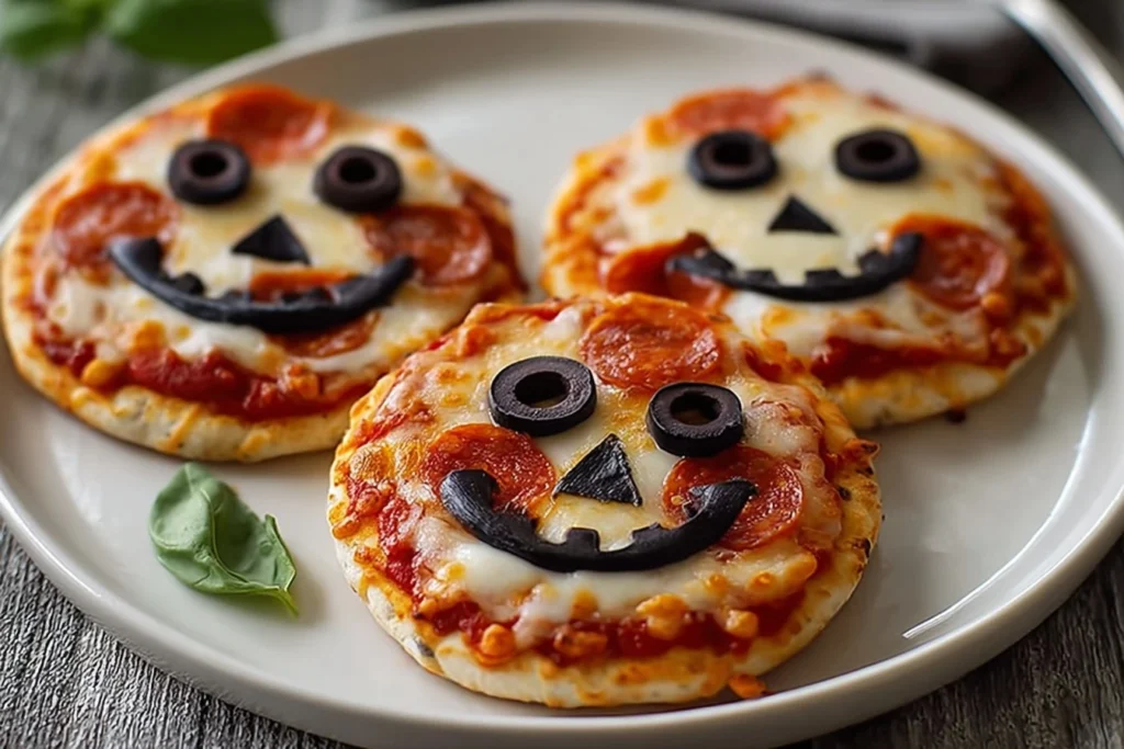 Easy Halloween Mini Pizzas Recipe Quick Spooky Pizza Ideas DIY Mini Halloween Pizzas How To Make Mini Pizzas For Halloween...