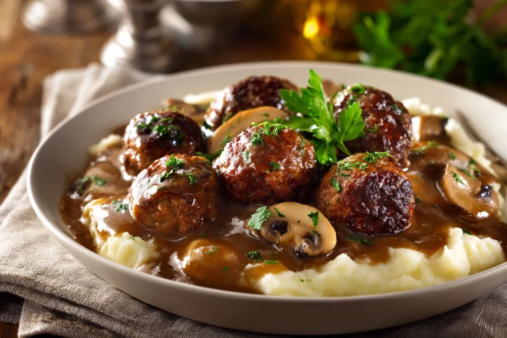 Homestyle Salisbury Steak Meatballs Gravy
