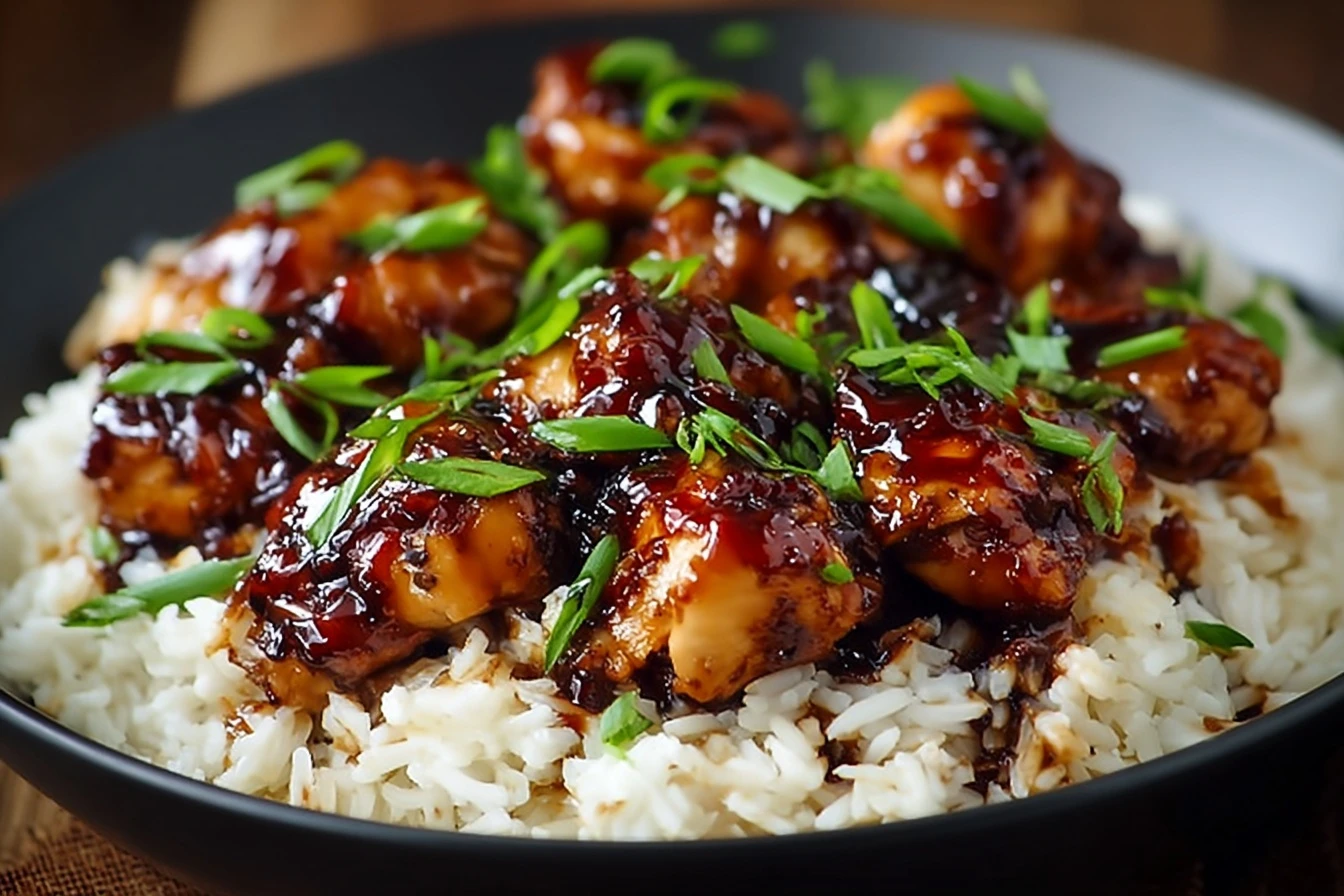 Easy Honey BBQ Chicken Rice Recipe Quick Honey BBQ Chicken Dinner Ideas Best Honey BBQ Sauce For Chicken Rice Healthy Hone...
