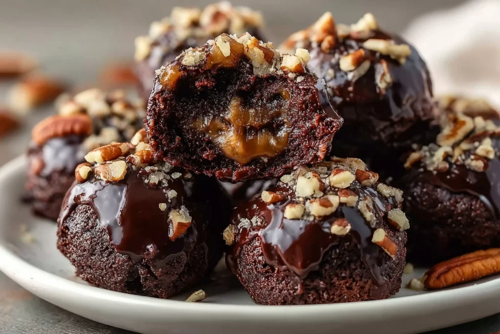 Gooey Pecan Pie Brownie Bombs Recipe Easy Pecan Pie Brownie Bombs Quick Pecan Pie Brownie Dessert Homemade Gooey Pecan Pie...