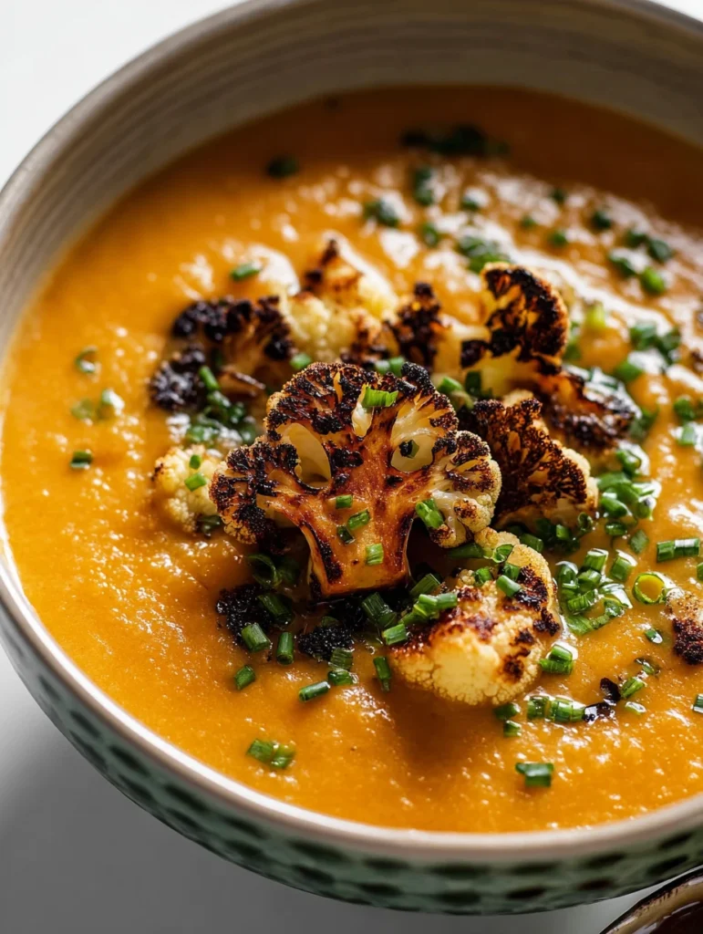 Quick Easy Sweet Potato Soup Recipe Roasted Cauliflower Sweet Potato Soup Healthy Sweet Potato Cauliflower Soup Vegan Swee...