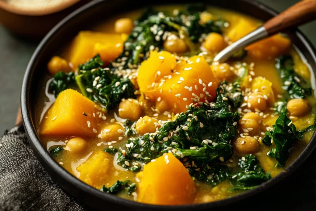 Quick Kabocha Chickpea Miso Soup Recipe Easy 1-pot Kabocha Soup 20 Minute Vegan Miso Soup Healthy Kabocha Chickpea Recipe ...
