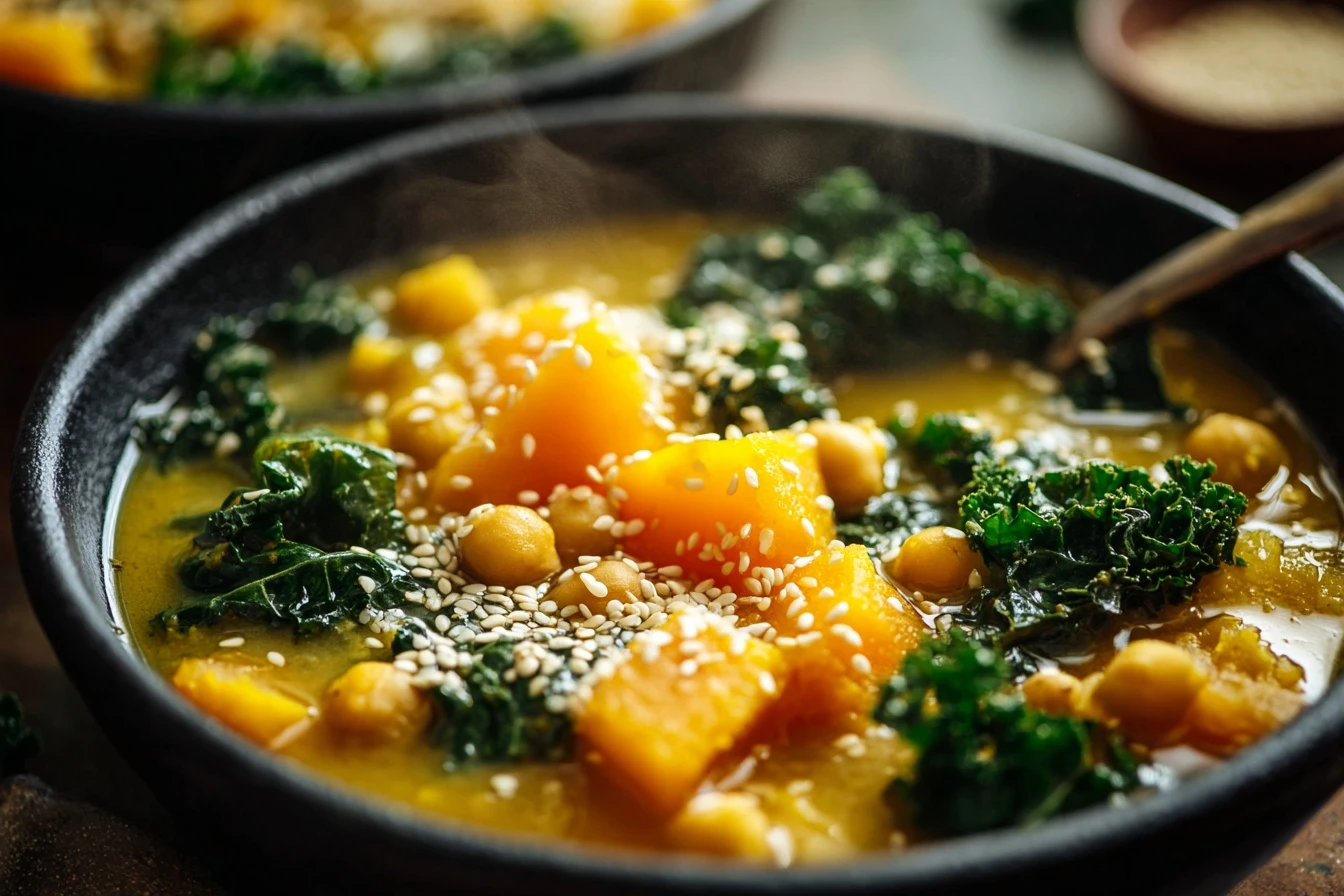 Quick Kabocha Chickpea Miso Soup Recipe Easy 1-pot Kabocha Soup 20 Minute Vegan Miso Soup Healthy Kabocha Chickpea Recipe ...