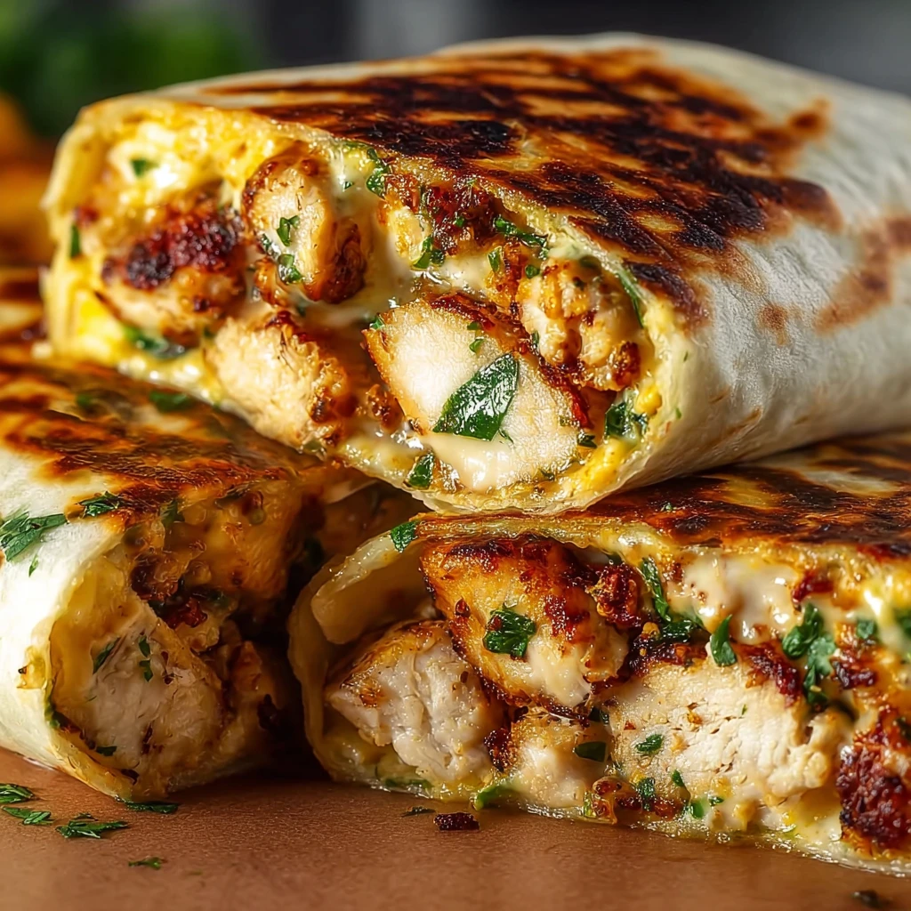 20-Minute Crispy Parmesan Garlic Chicken Burritos
