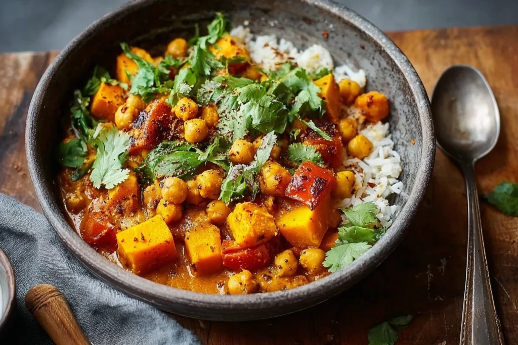 Warm Roasted Pumpkin Chickpea Curry Recipe Easy Pumpkin Chickpea Curry Vegan Pumpkin Chickpea Coconut Curry Gluten-free Ro...