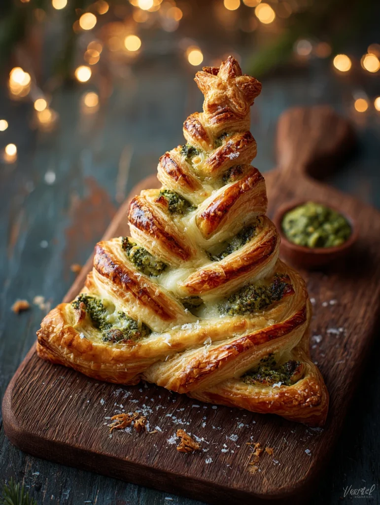 Basil Pesto Puff Pastry Christmas Recipe Easy Basil Pesto Cheesy Puff Pastry Festive Pesto Pastry Christmas Tree Low Carb ...