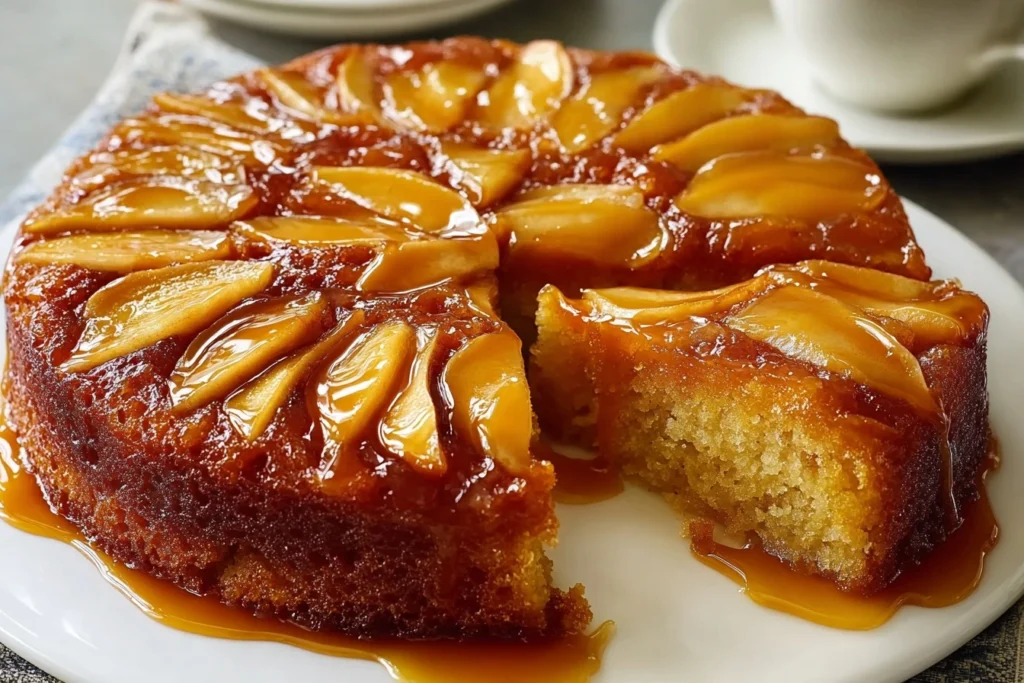 Best Caramel Apple Upside Down Cake Recipe Easy Caramel Apple Upside Down Cake Homemade Caramel Apple Cake For Fall Carame...