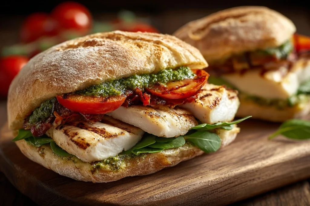 Best Chicken Pesto Sandwich Recipe Easy Homemade Chicken Pesto Sandwich Grilled Chicken Pesto Sandwich Calories Where To B...