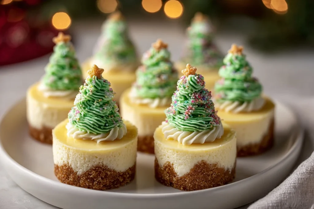 Best Christmas Mini Tree Cheesecakes Easy Christmas Tree Cheesecake Recipe Mini Tree Cheesecake Ideas How To Make Tree Sha...