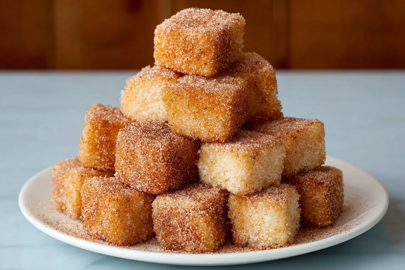 Melt-in-Your-Mouth Crispy Angel Cake Churro Bites!