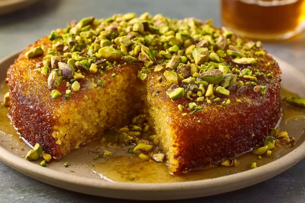 Best Saffron Pistachio Basbousa Recipe Easy Saffron Pistachio Basbousa Homemade Saffron Pistachio Basbousa Vegan Saffron P...