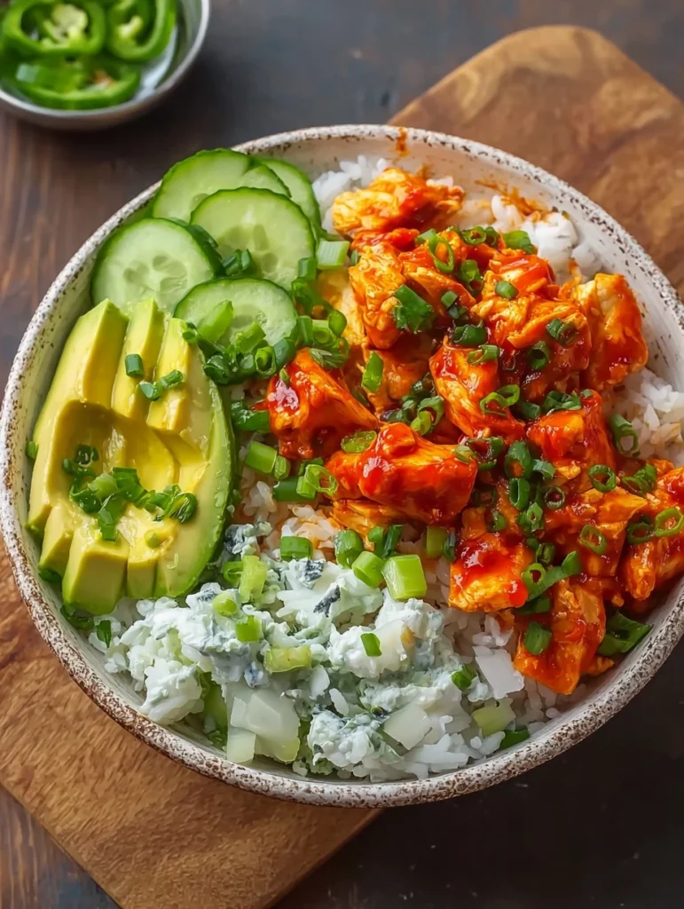 Buffalo Chicken Bowls Recipe Easy Buffalo Chicken Rice Bowl Healthy Buffalo Chicken Bowl Ideas Spicy Buffalo Chicken Quino...