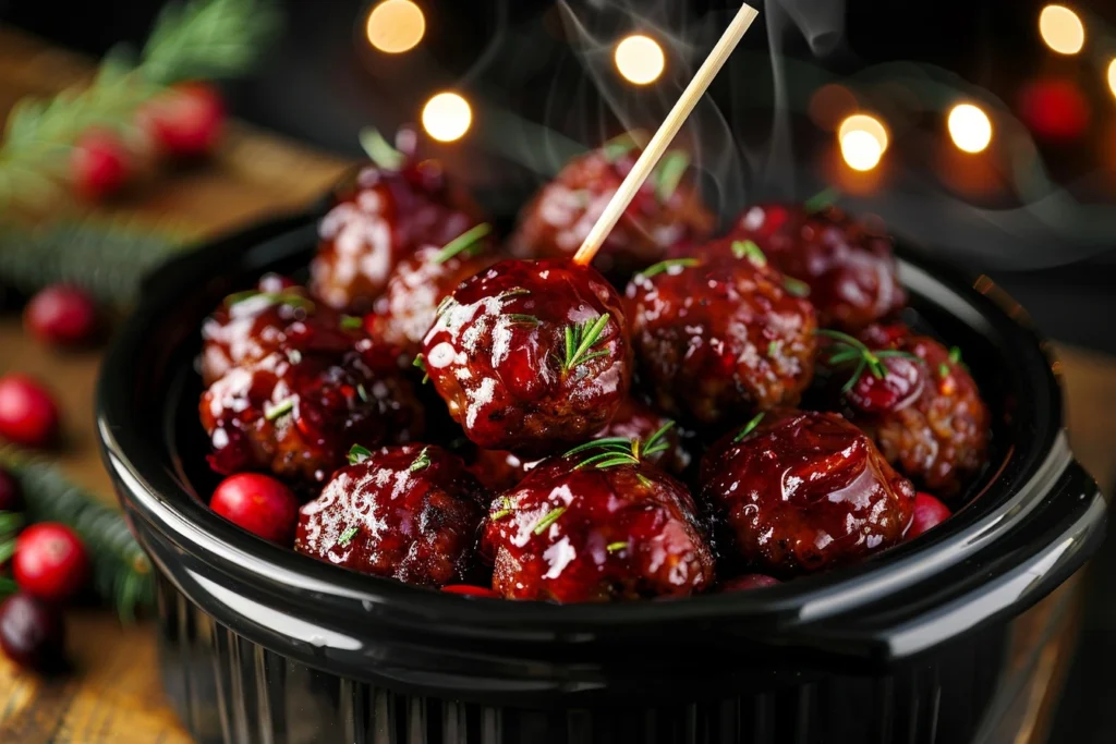Easy 3-ingredient Cranberry Meatballs Recipe Quick Cranberry Meatball Appetizer Best Frozen Meatballs For Cranberry Sauce ...