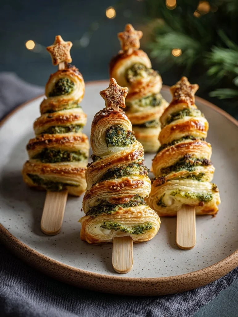 Easy Basil Pesto Puff Pastry Recipe Homemade Cheesy Puff Pastry Christmas Tree Quick 20-minute Basil Pesto Pastry Festive ...