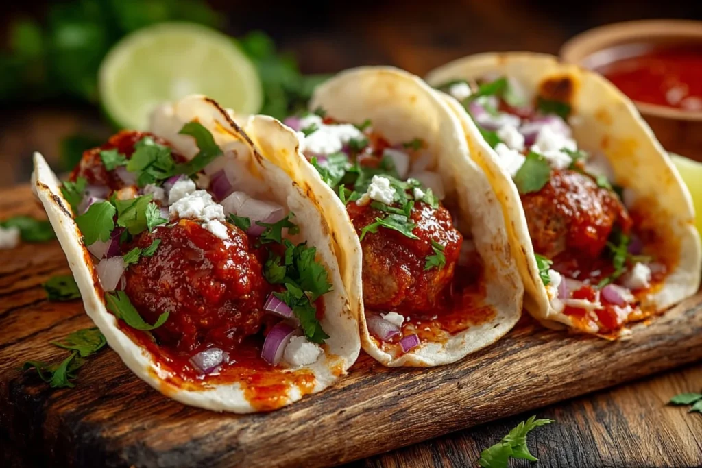 Easy BBQ Meatball Tacos Recipe Quick Street Taco Dinner Ideas Homemade BBQ Meatball Taco Guide Best Meatball Taco Recipe F...