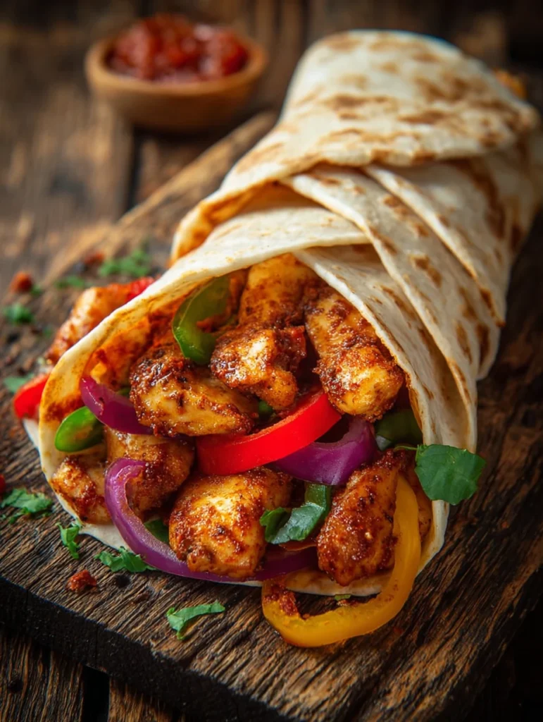 Easy Chicken Fajita Burritos Recipe Homemade Chicken Fajita Burritos Spicy Chicken Fajita Burrito Wrap Healthy Chicken Faj...