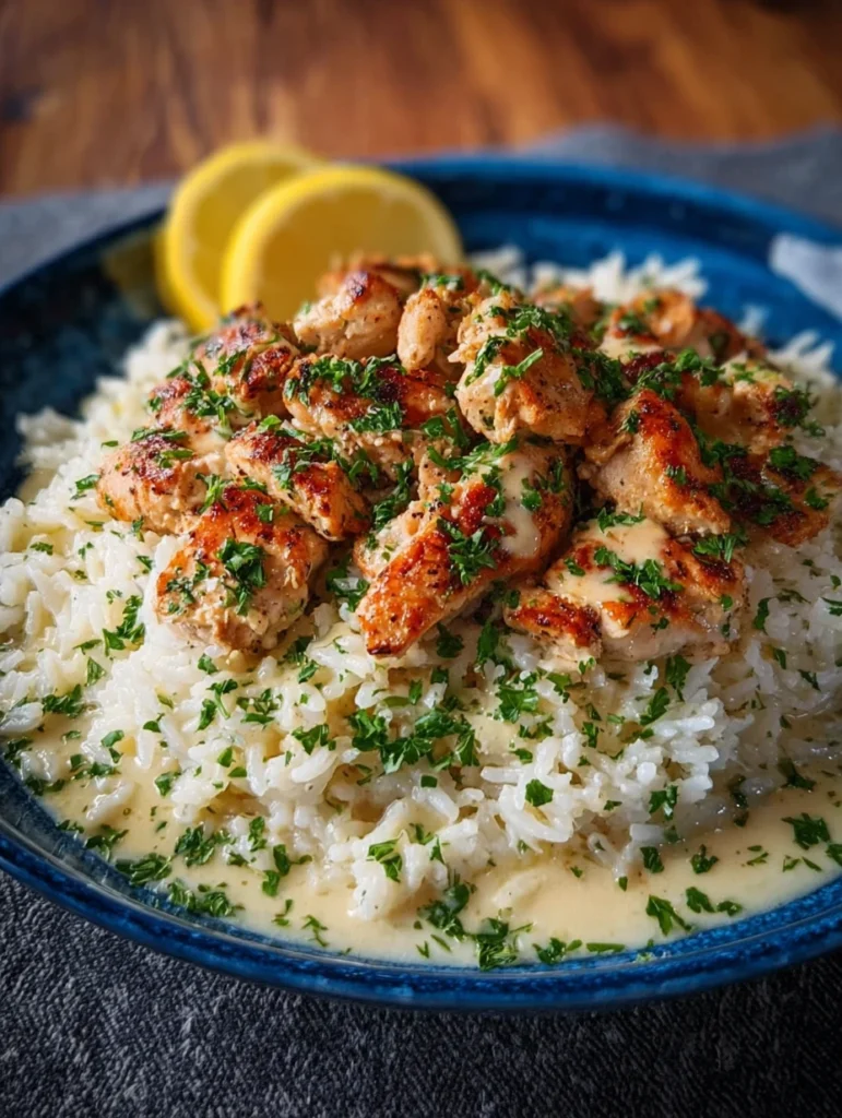 Easy Chicken Scampi With Rice Recipe Homemade Creamy Garlic Parmesan Rice Best Chicken Scampi Recipe For Dinner How To Mak...