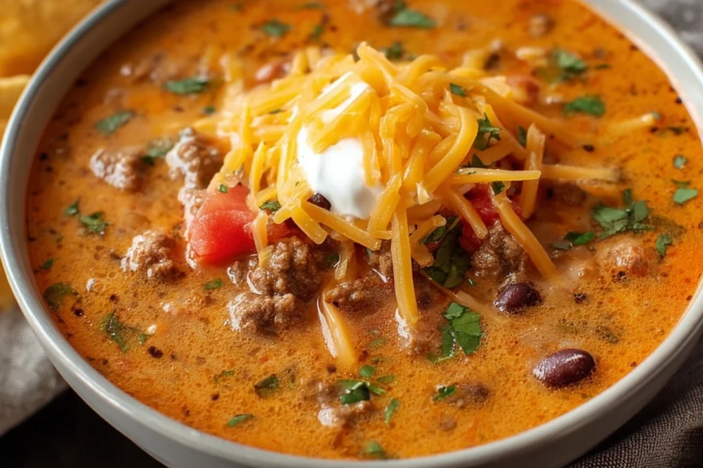 Easy Creamy Beef Taco Soup Slow Cooker Recipe Slow Cooker Beef Taco Soup Instructions How To Make Creamy Taco Soup In Slow...