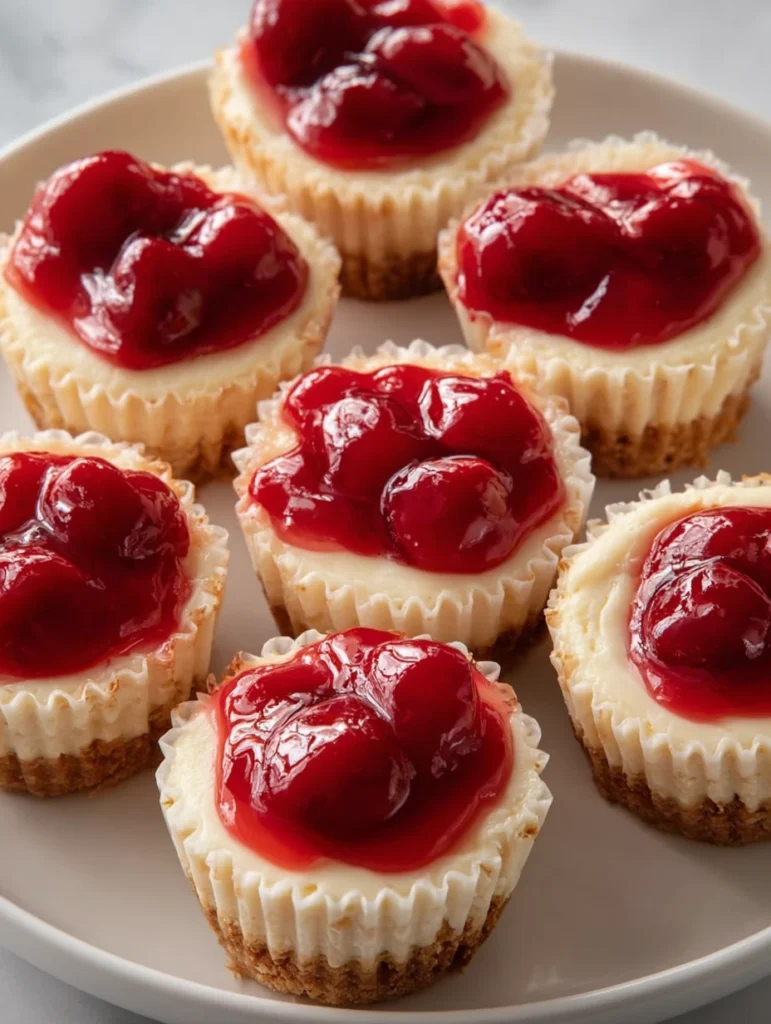 Easy Mini Cherry Cheesecakes Recipe Best Cherry Cheesecake Cupcakes Homemade Mini Cherry Cheesecakes Gluten-free Mini Cher...