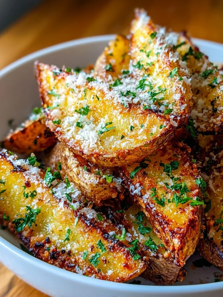 Easy Parmesan Potato Wedges Recipe Oven-baked Cheesy Potato Wedges Crispy Parmesan Potato Sides Golden Edged Parmesan Pota...