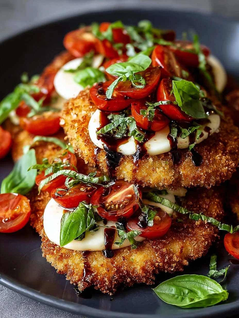Healthy Crispy Chicken Caprese Recipe Low-calorie Chicken Caprese With Mozzarella Balsamic Glazed Chicken Caprese Cooking ...