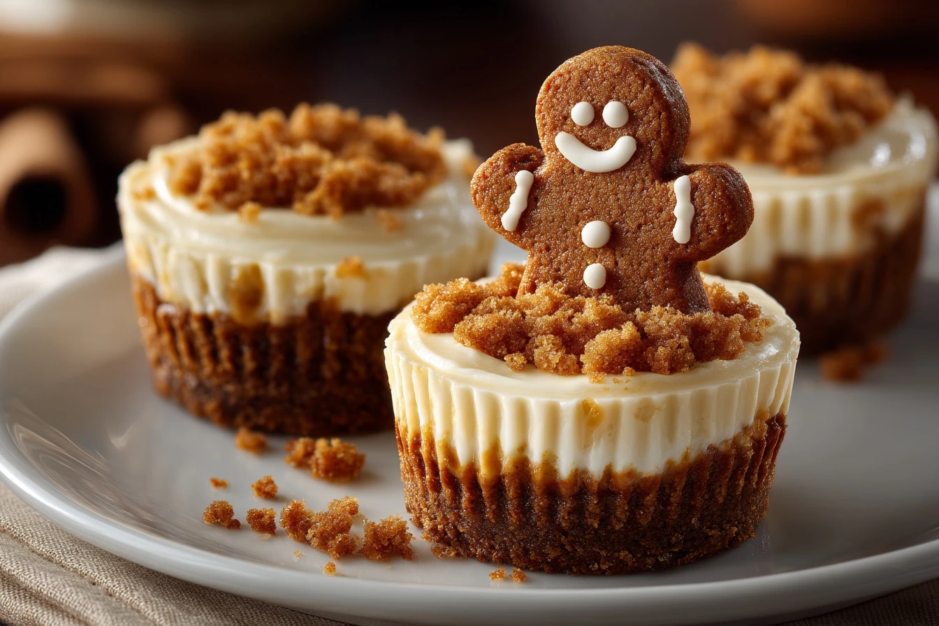 Mini No-bake Gingerbread Cheesecake Recipe Easy Mini Gingerbread Cheesecakes No-bake Gingerbread Man Cheesecake Topper Ide...