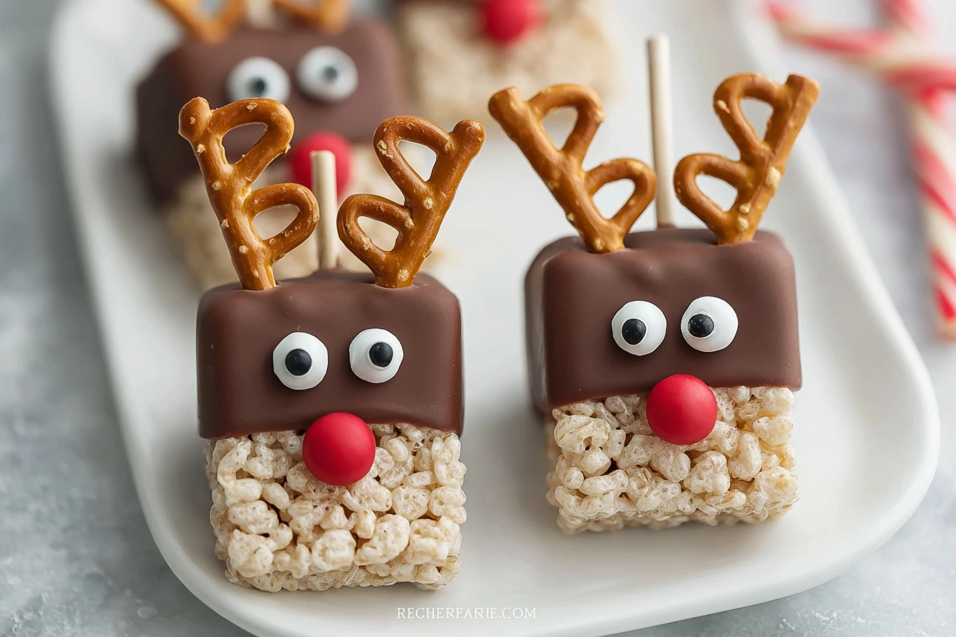 Reindeer Rice Krispie Pops Recipe Easy Reindeer Rice Krispie Treats Christmas Rice Krispie Treats Pops Reindeer Themed Des...