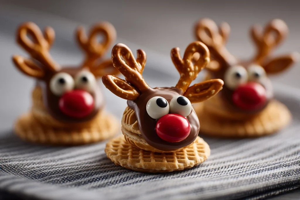 Rudolph Wafer Reindeer Cookies Recipe Easy Rudolph Cookies For Kids Cute Christmas Snacks For Children How To Make Reindee...