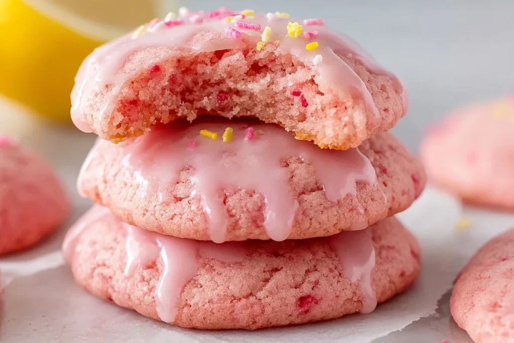 Strawberry Cake Mix Cookie Recipe Lemon Glaze Strawberry Cookies Easy Strawberry Lemon Cookies How To Make Cake Mix Cookie...