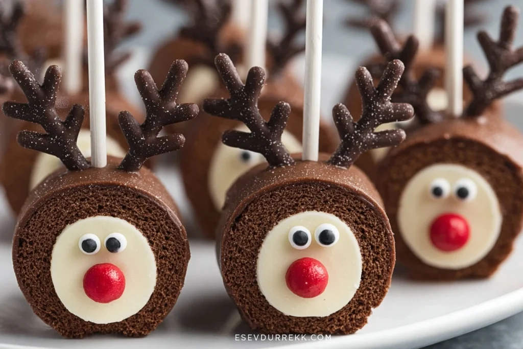 Swiss Roll Reindeer Pops Recipe Easy Swiss Roll Reindeer Pops Homemade Swiss Roll Reindeer Pops Christmas Swiss Roll Pops ...