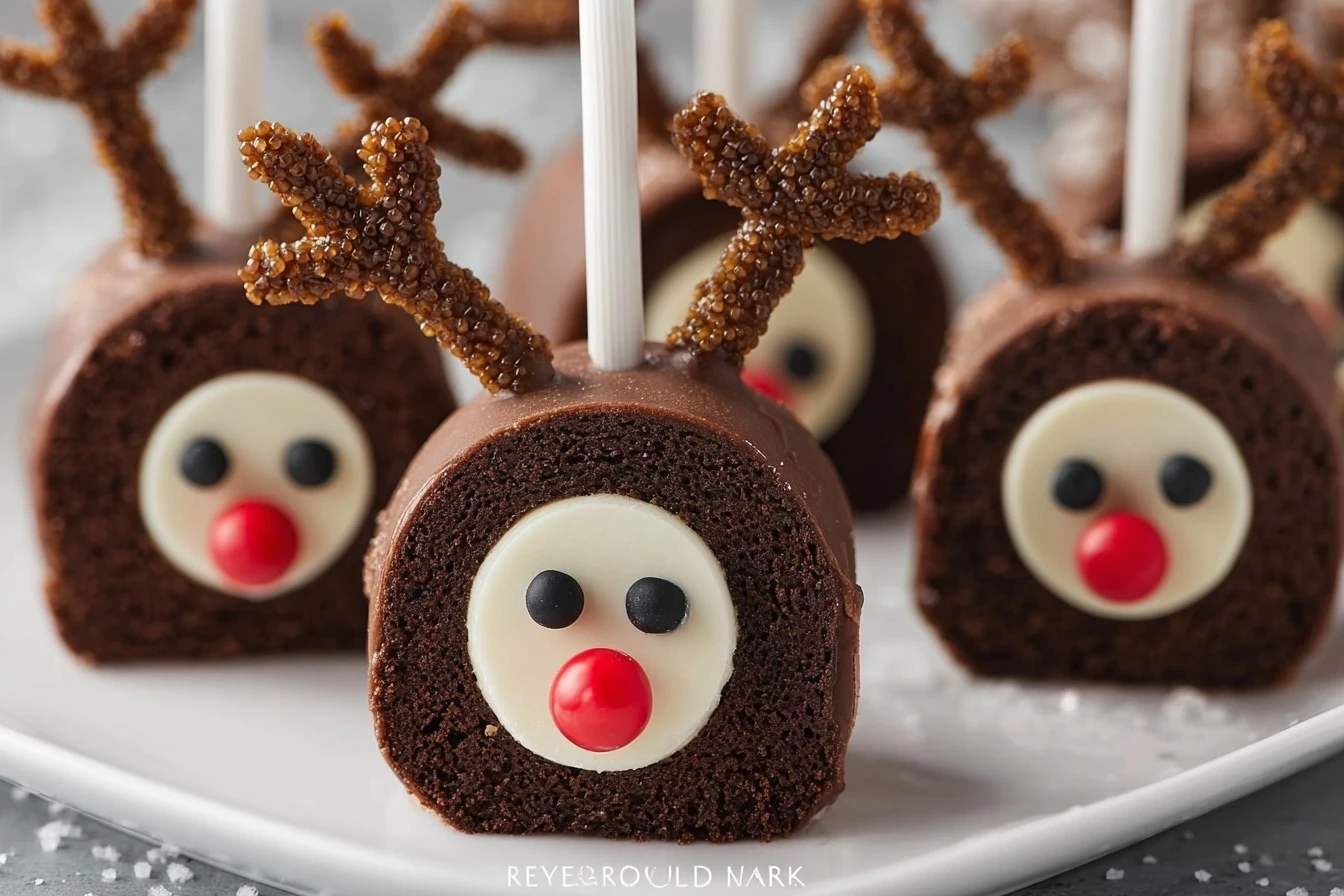 Swiss Roll Reindeer Pops Recipe Easy Swiss Roll Reindeer Pops Homemade Swiss Roll Reindeer Pops Christmas Swiss Roll Pops ...