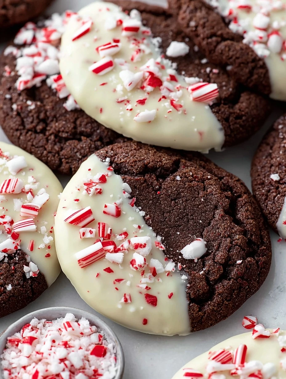 White Chocolate Peppermint Cookies Recipe Best White Chocolate Dipped Cookies Peppermint Chocolate Cookies Holiday Treat G...