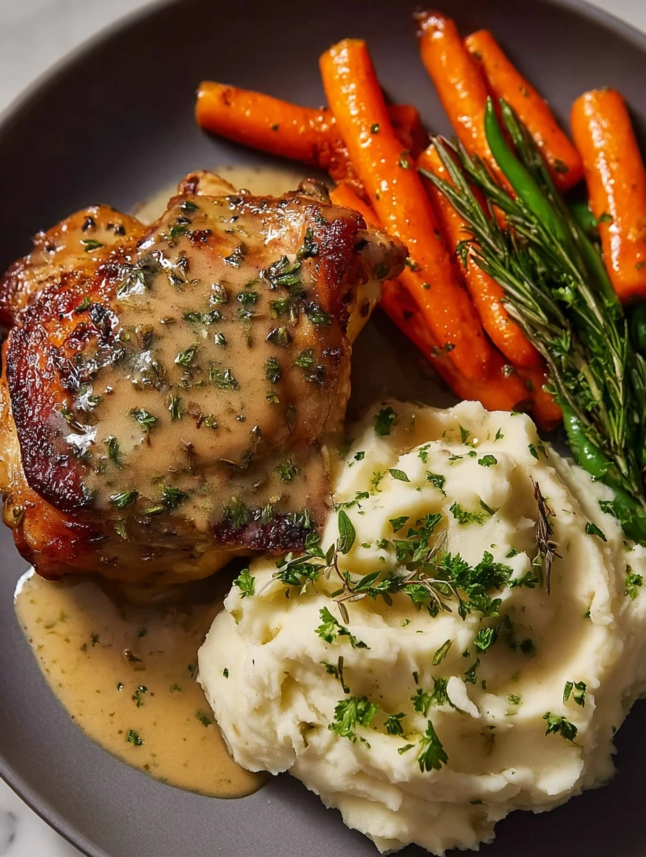 Best Herb-roasted Chicken Thighs Recipe Creamy Gravy For Chicken Thighs Ultimate Chicken Dinner Ideas Low-fat Roasted Chic...