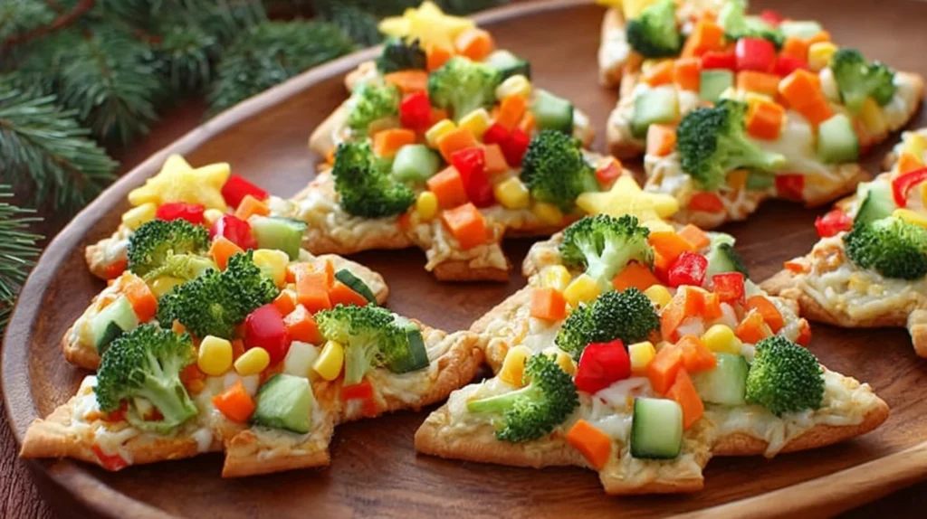 Christmas Tree Cold Veggie Pizza Recipe Easy Christmas Veggie Tree Pizza Festive Cold Vegetable Pizza Holiday Themed Veggi...