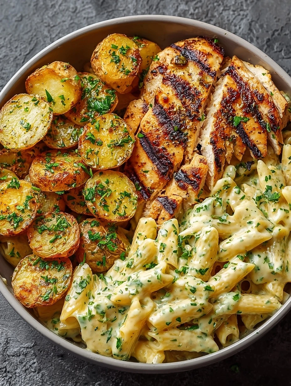 Creamy Herb Pasta Recipe With Chicken Grilled Chicken With Creamy Pasta And Potatoes Best Creamy Herb Chicken Pasta Roaste...