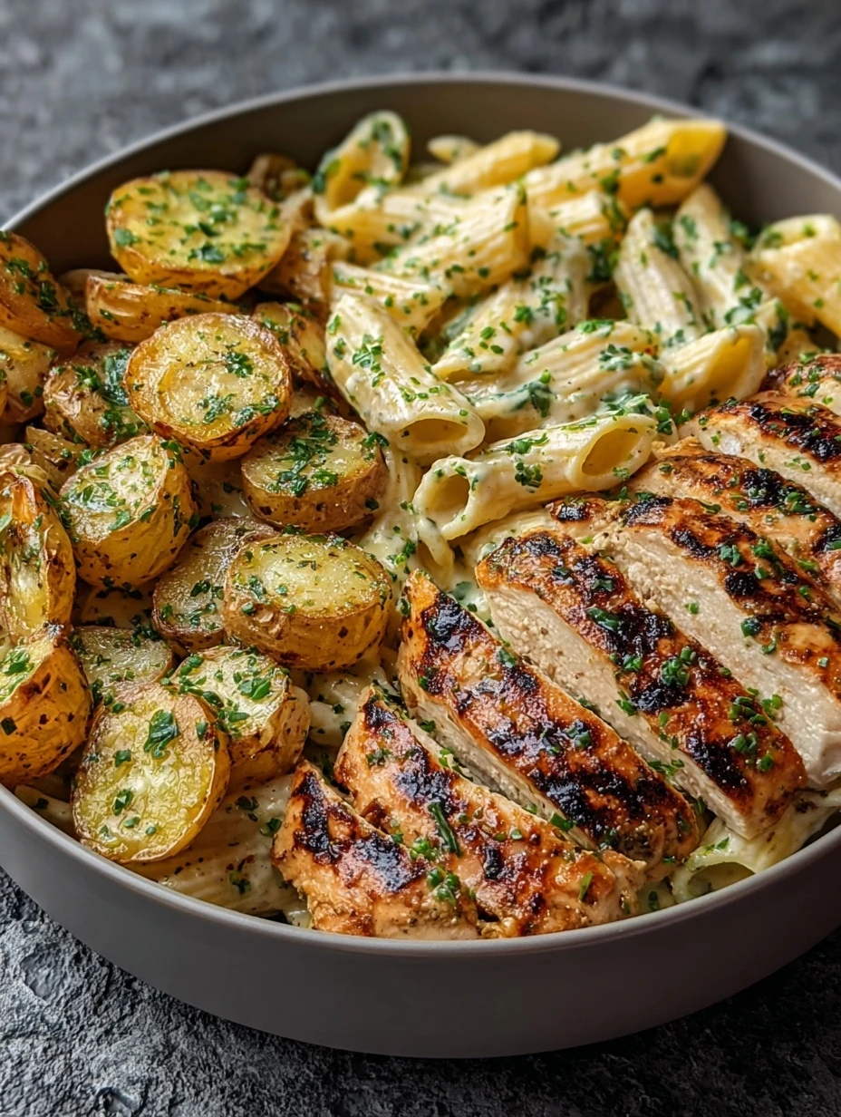 Creamy Herb Pasta Recipe With Chicken Grilled Chicken With Creamy Pasta And Potatoes Best Creamy Herb Chicken Pasta Roaste...