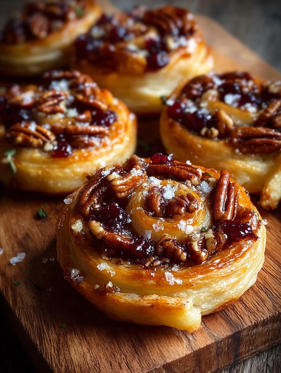 Easy Puff Pastry Pinwheels with Brie and Cranberry Sauce