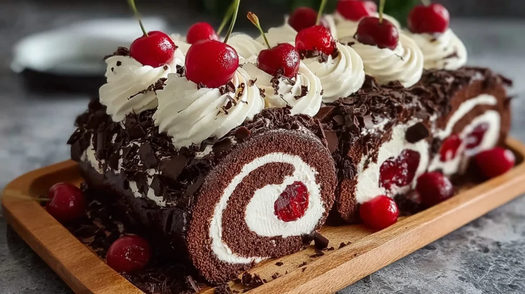 Elegant Black Forest Cake Roll Recipe How To Make A Black Forest Cake Roll Best Elegant Black Forest Cake Black Forest Cak...