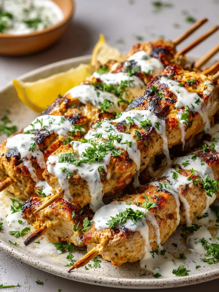 Juicy Chicken Kofta Creamy Garlic Yogurt Sauce Heaven