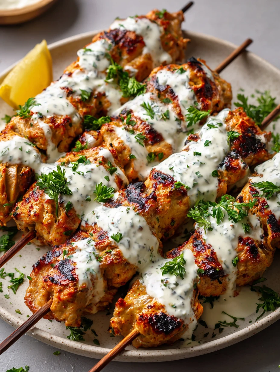 Juicy Chicken Kofta Creamy Garlic Yogurt Sauce Heaven