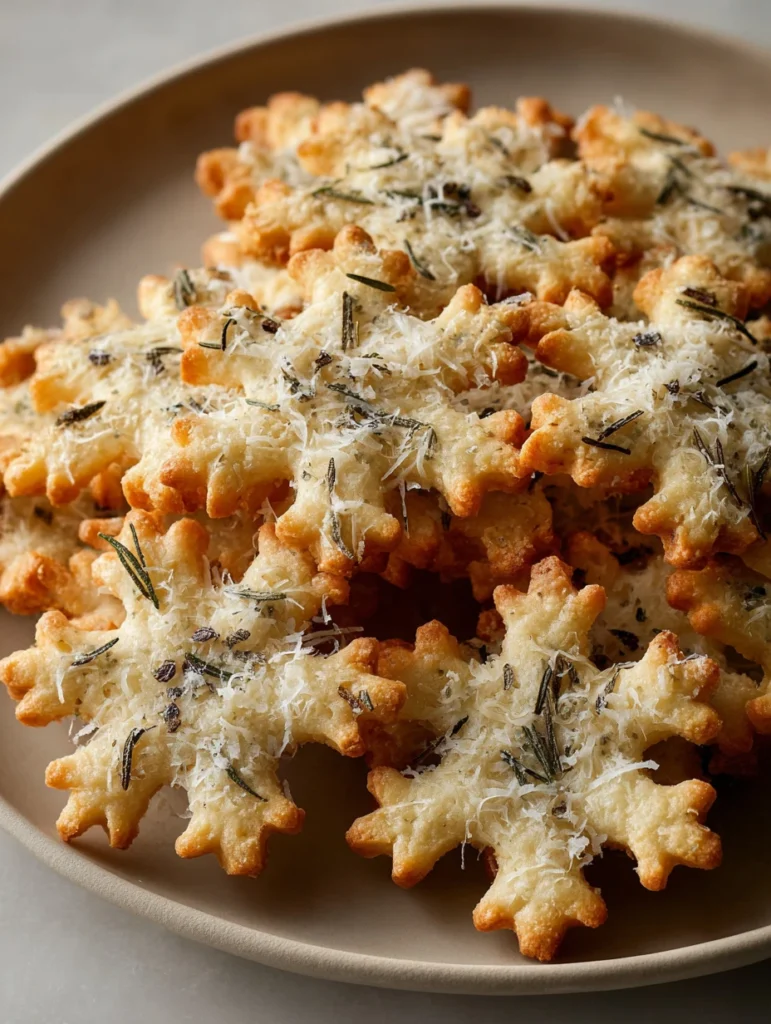 Rosemary Parmesan Cookies Recipe Savory Snowflake Cookies Baking How To Make Rosemary Parmesan Snowflake Cookies Rosemary ...